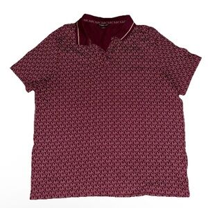 Michael Kors Men's Maroon MK Signature Logo Polo Shirt XL Casual Work Collar